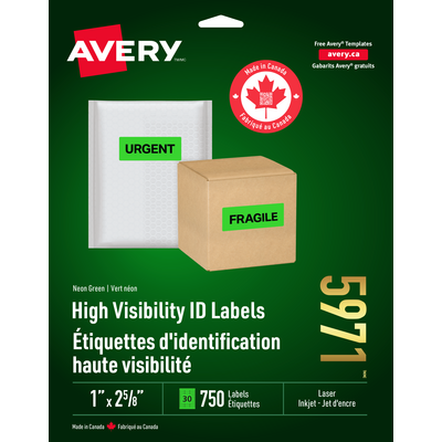 Avery High Visibility Neon ID Labels,5971,1