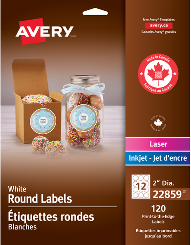   Matte White Round Labels