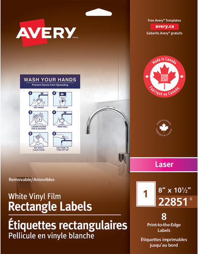  White Vinyl Film Rectangle Labels