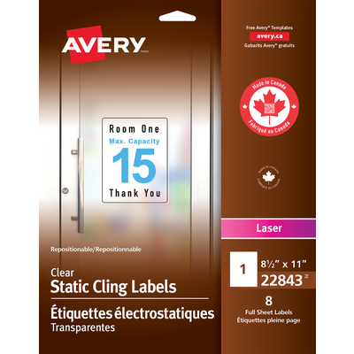 Avery® Clear Static Cling Labels