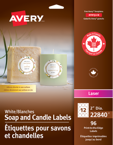  Glossy White Round Soap and Candle Labels