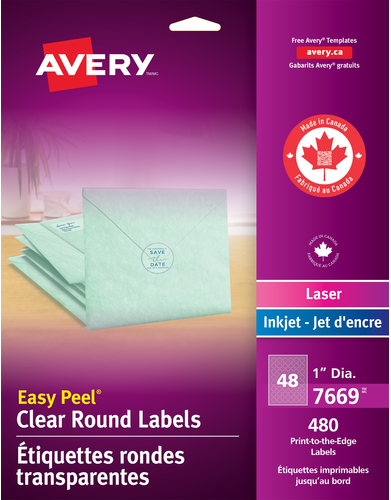 Avery&reg; Étiquettes rondes transparentes avec Easy Peel&reg; 