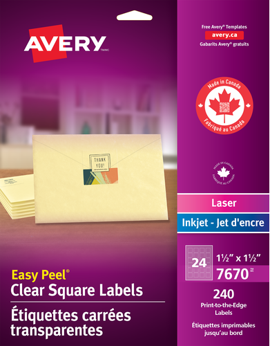 Glossy Clear Square Labels with Easy Peel