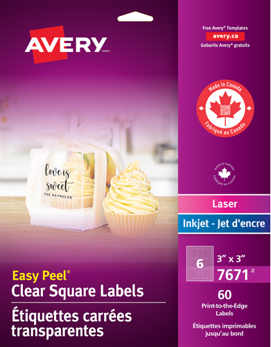  Glossy Clear Square Labels with Easy Peel