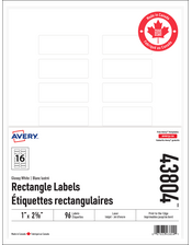 Print-to-the-Edge Glossy White Rectangle Labels 