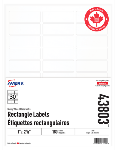 Étiquettes rectangulaires blanc lustré