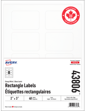 Print-to-the-Edge Glossy White Rectangle Labels 