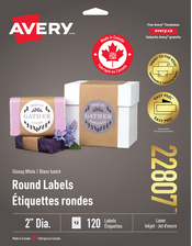 Glossy White Round Labels