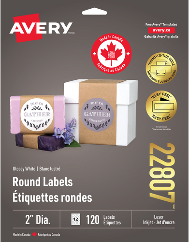 Glossy White Round Labels