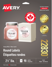 Glossy White Round Labels