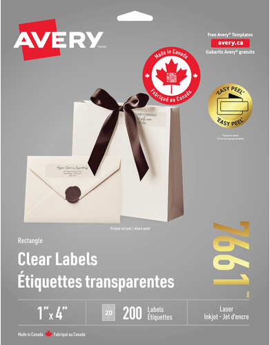  Rectangle Clear Labels with Easy Peel&reg;