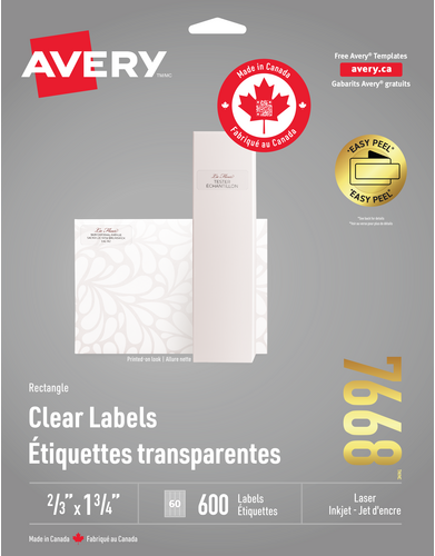 Rectangle Clear Labels with Easy Peel&reg;