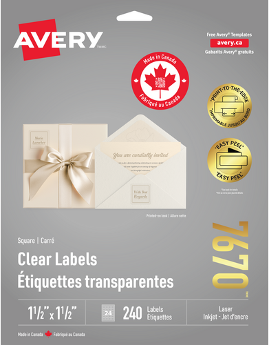  Glossy Clear Square Labels with Easy Peel