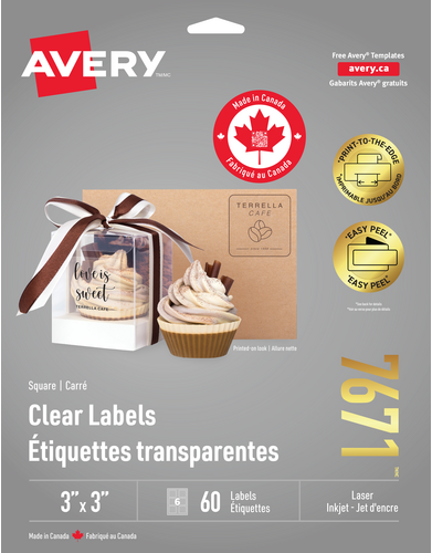  Glossy Clear Square Labels with Easy Peel